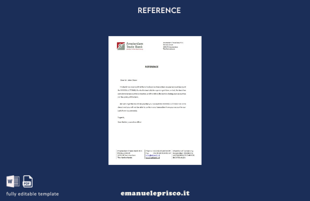 modello di certificato di chiusura della Banca commerciale olandese di Amsterdam